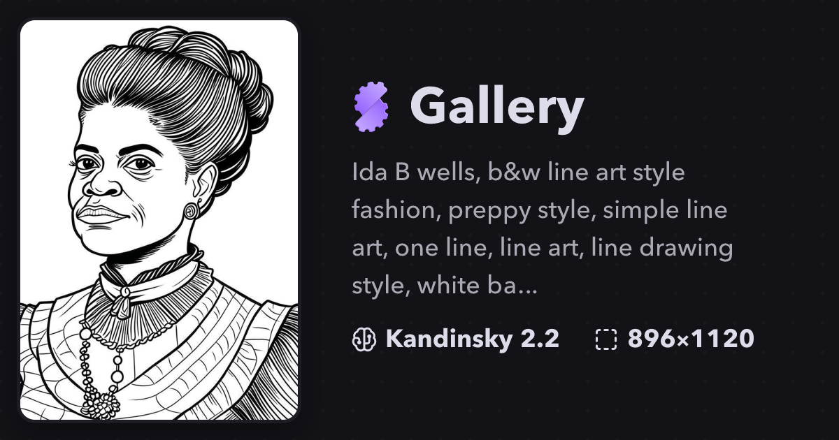 "Ida B wells, b&w line art style fashi..." | Gallery | Stablecog