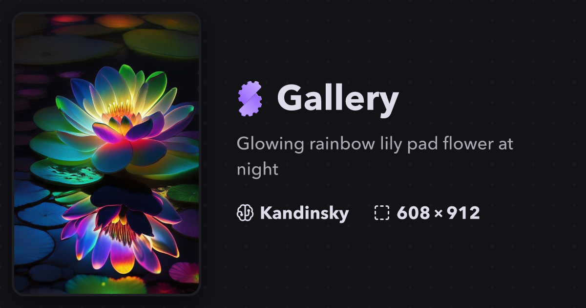 Glowing rainbow lily pad flower at night Gallery