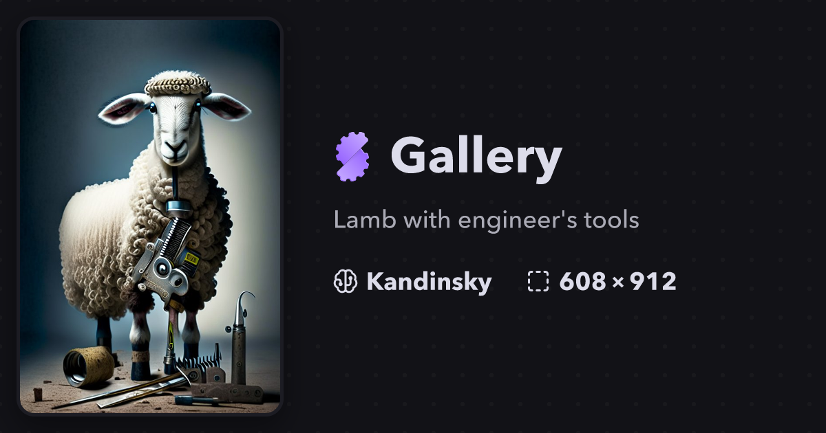 "Lamb with engineer's tools" Gallery Stablecog