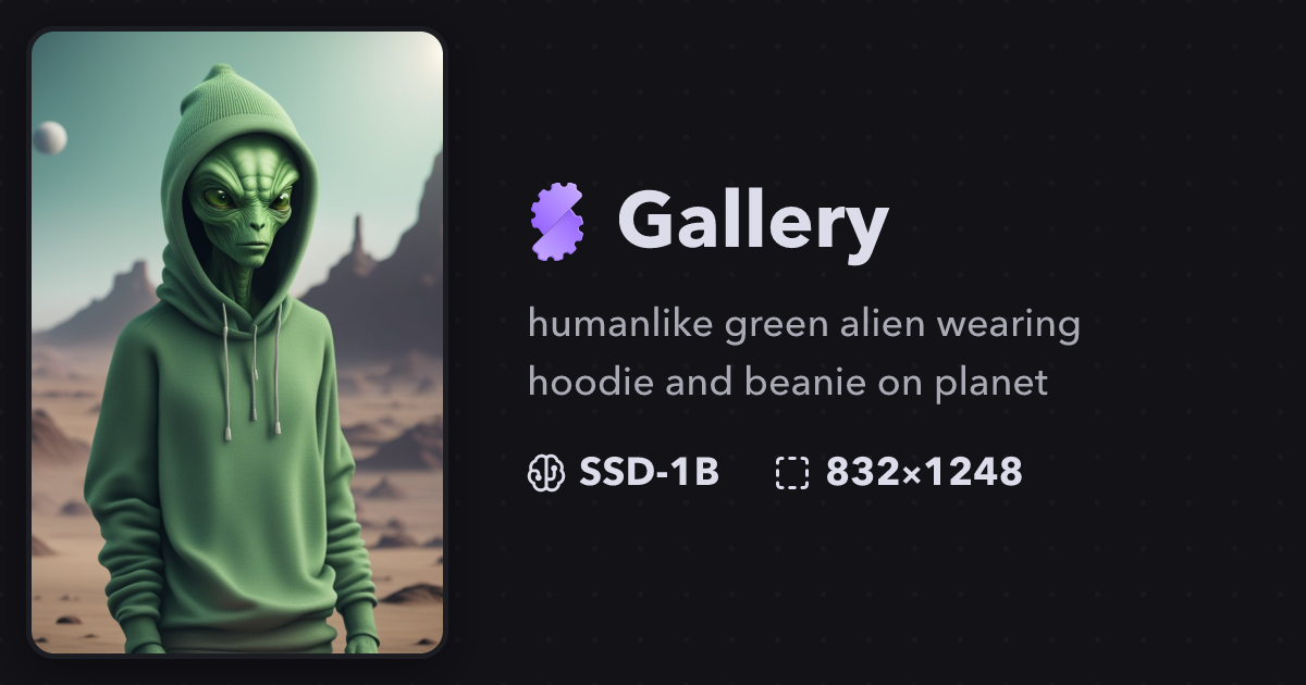 "humanlike green alien wearing hoodie ..." | Gallery | Stablecog