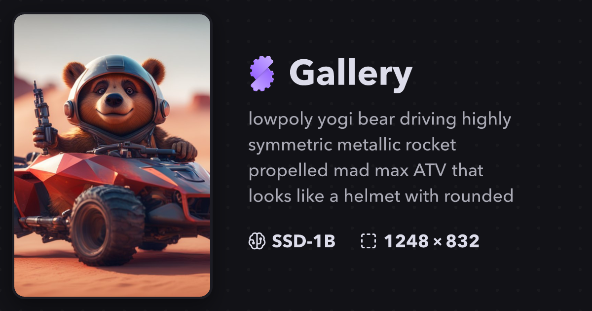 Lowpoly yogi bear driving highly symmetric metalli... | Gallery