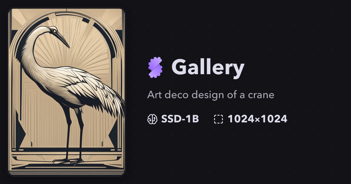 "Art deco design of a crane" | Gallery | Stablecog