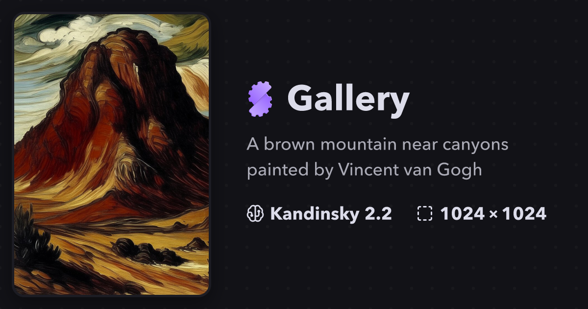 A brown mountain near canyons painted