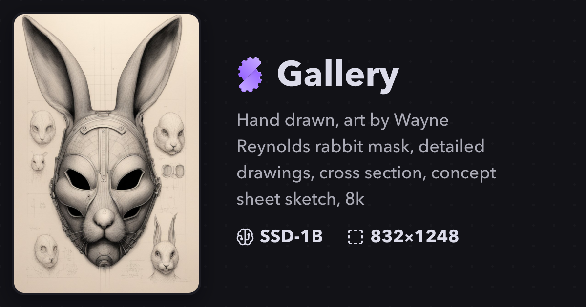 Hand drawn, art by Wayne Reynolds rabbit mask, det... | Gallery