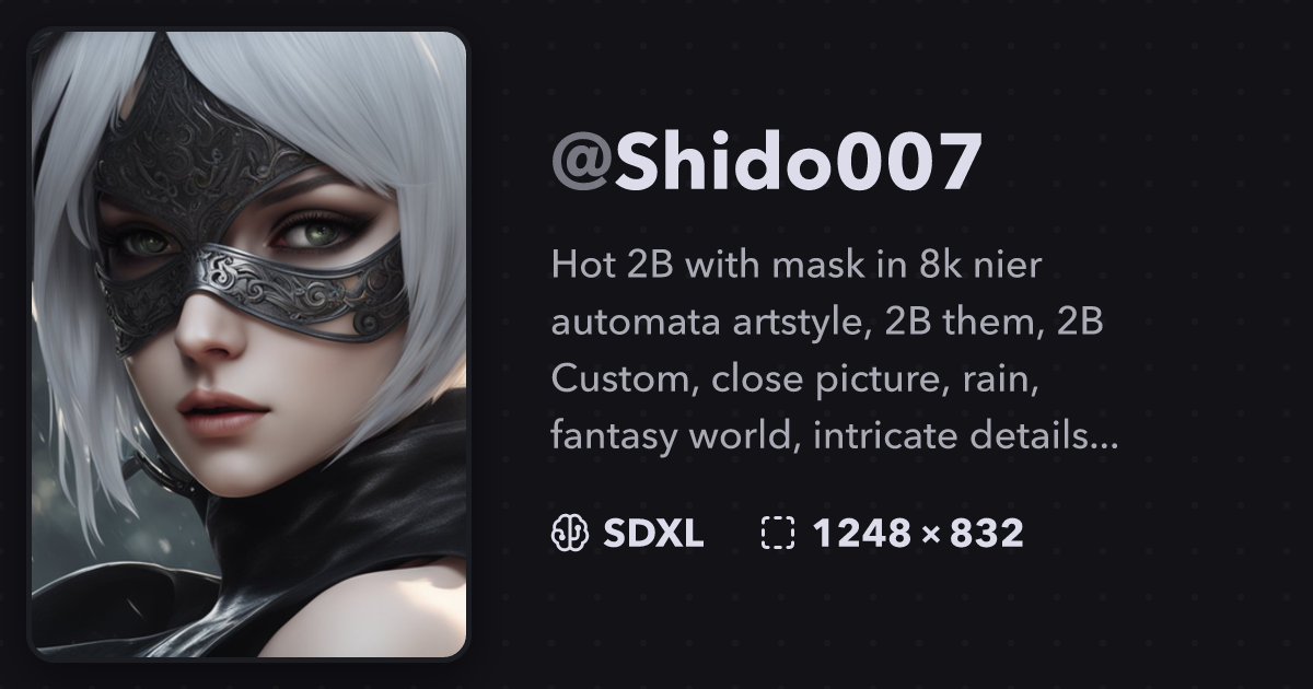 Hot 2B with mask in 8k nier automata artstyle, 2B ... | @Shido007