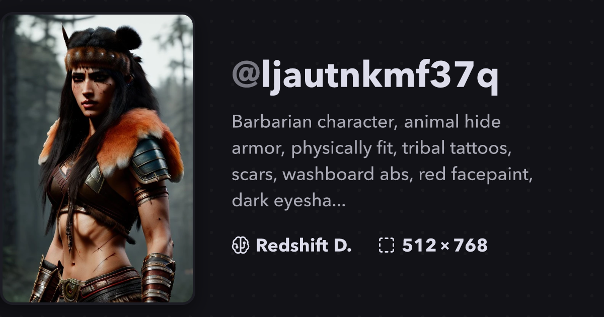 Barbarian character, animal hide armor